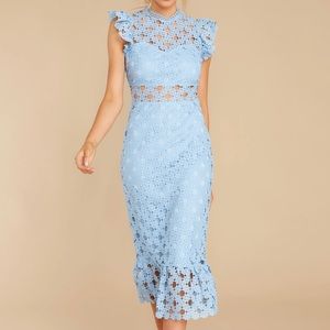 Blue lace midi dress